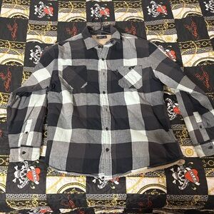 Caliville Black and Gray Plaid Men's Button-Up Shirt